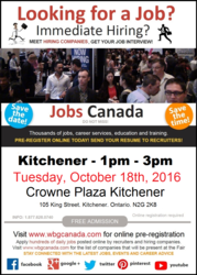 Kitchener Job Fair – October 18th,  2016